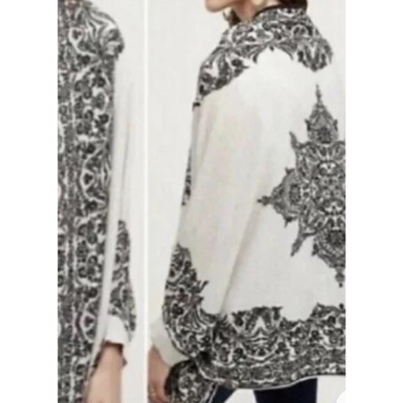 HWR Anthropologie XS S Black White Shawl Lightweight...